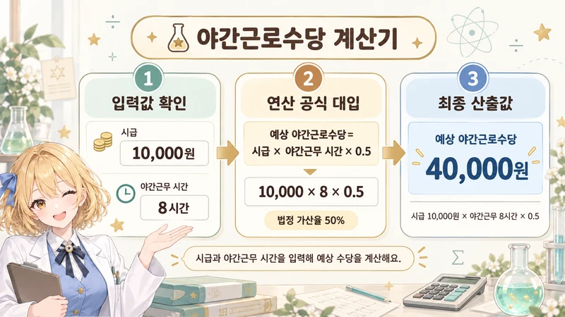 야간근로수당 계산기 계산 방법 및 공식