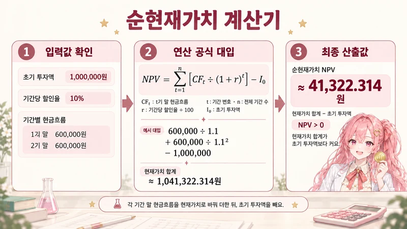 순현재가치 계산기 계산 방법 및 공식