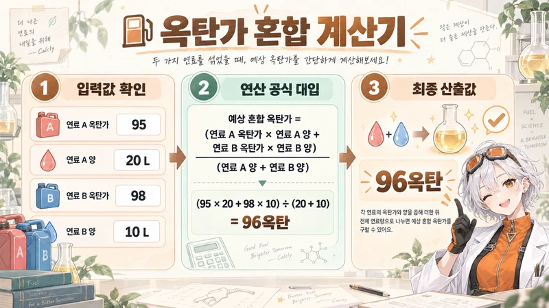 옥탄가 혼합 계산기 계산 방법 및 공식