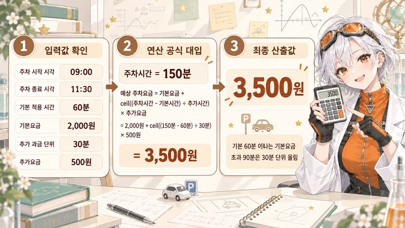 주차요금 계산기 계산 방법 및 공식