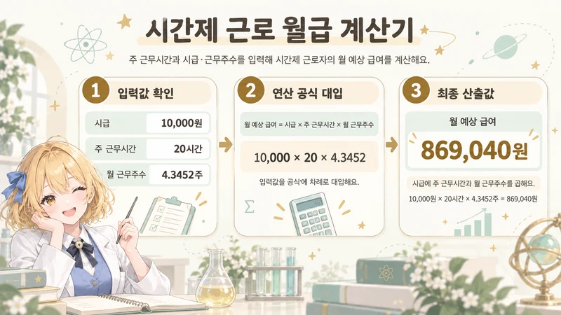 시간제 근로 월급 계산기 계산 방법 및 공식