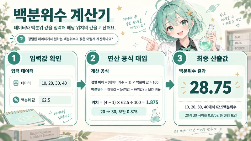 백분위수 계산기 계산 방법 및 공식