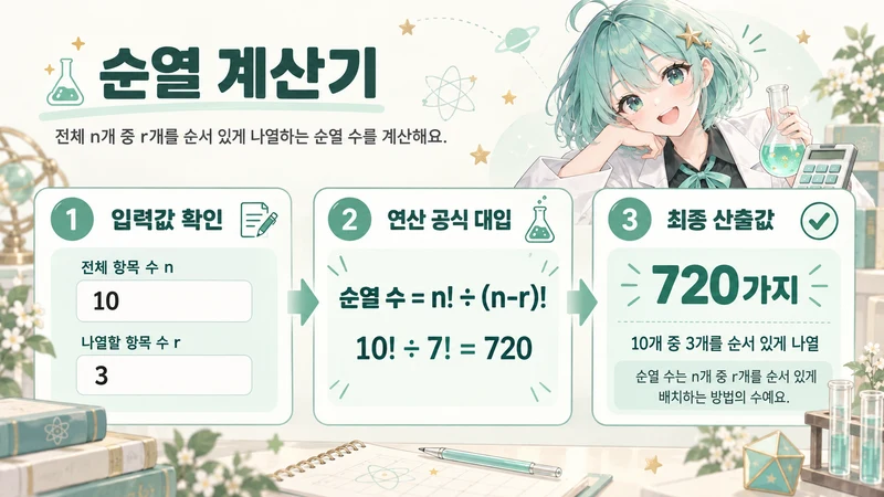 순열 계산기 계산 방법 및 공식