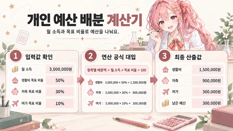 개인 예산 배분 계산기 계산 방법 및 공식