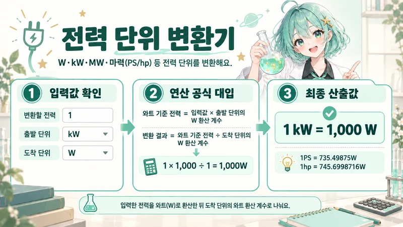 전력 단위 변환기 계산 방법 및 공식