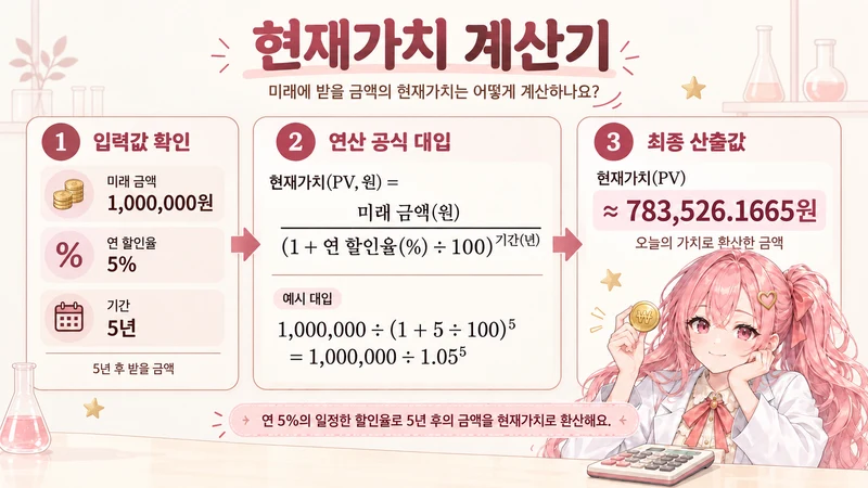현재가치 계산기 계산 방법 및 공식