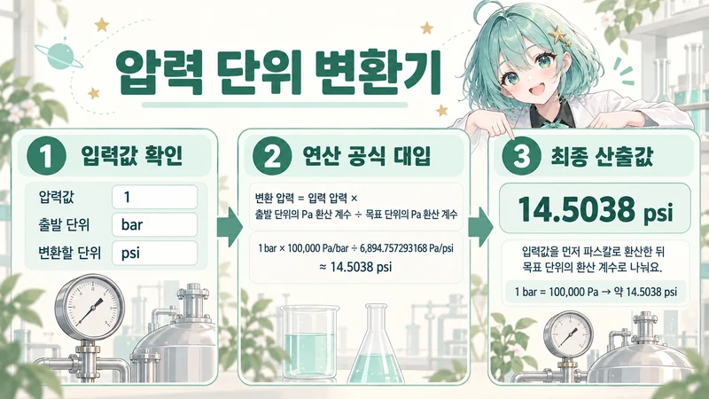 압력 단위 변환기 계산 방법 및 공식