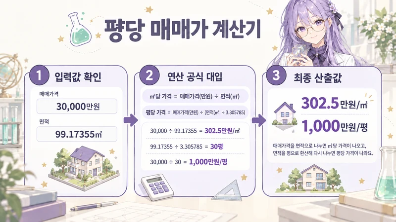 평당 매매가 계산기 계산 방법 및 공식