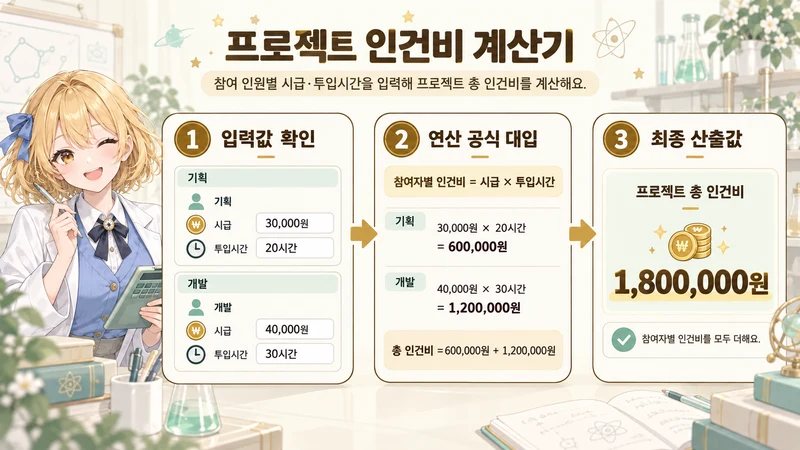 프로젝트 인건비 계산기 계산 방법 및 공식