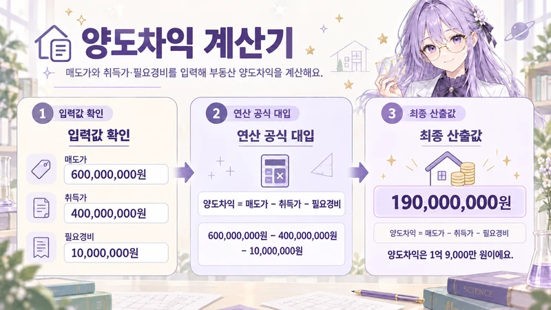 양도차익 계산기 계산 방법 및 공식