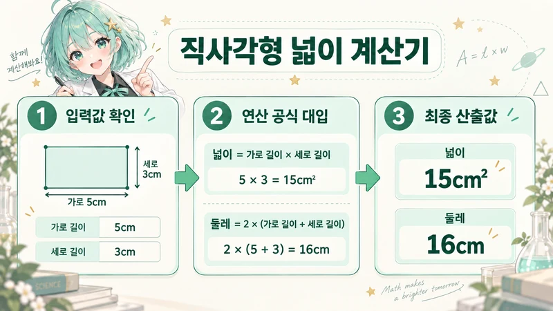 직사각형 넓이 계산기 계산 방법 및 공식