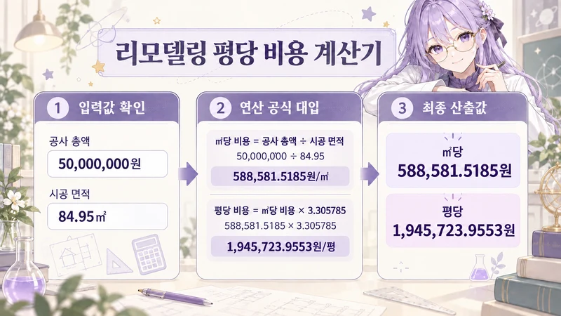 리모델링 평당 비용 계산기 계산 방법 및 공식