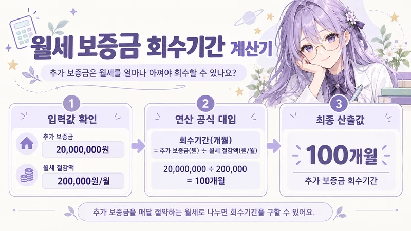 월세 보증금 회수기간 계산기 계산 방법 및 공식