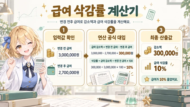 급여 삭감률 계산기 계산 방법 및 공식