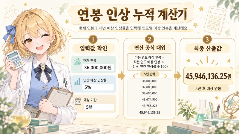 연봉 인상 누적 계산기 계산 방법 및 공식
