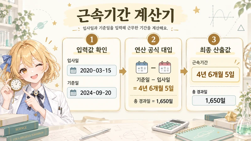 근속기간 계산기 계산 방법 및 달력 기준 공식
