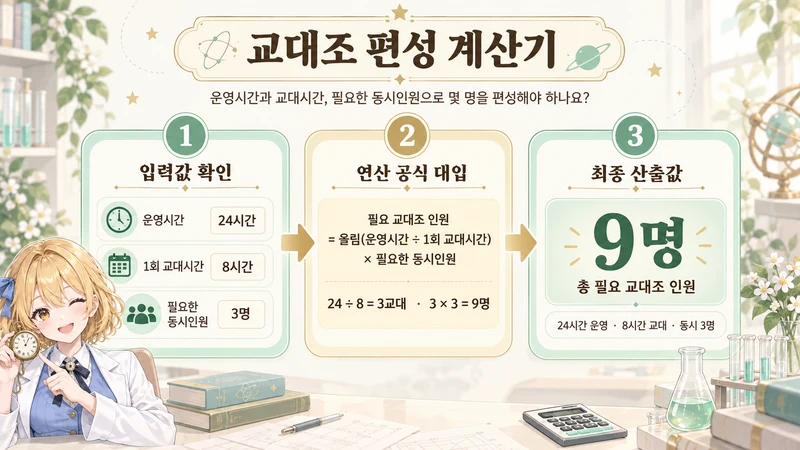 교대조 편성 계산기 계산 방법 및 공식