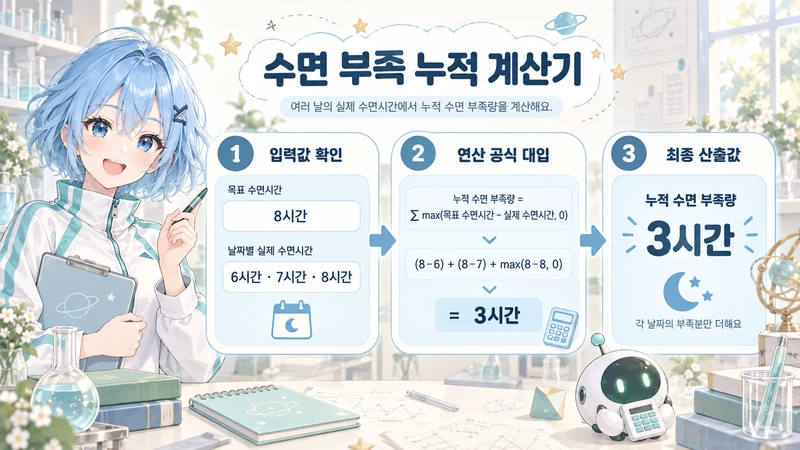 수면 부족 누적 계산기 계산 방법 및 공식