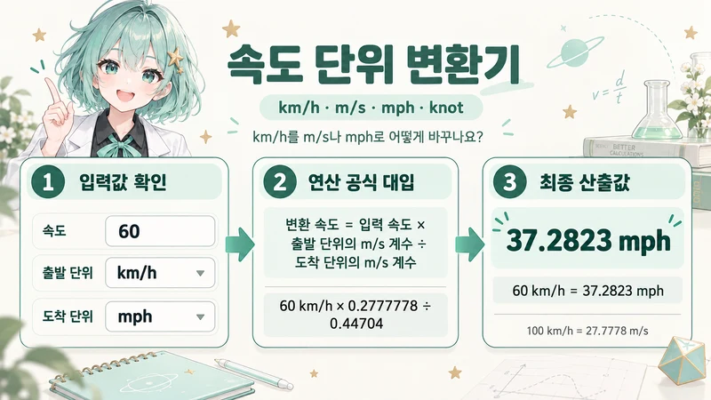 속도 단위 변환기 계산 방법 및 공식