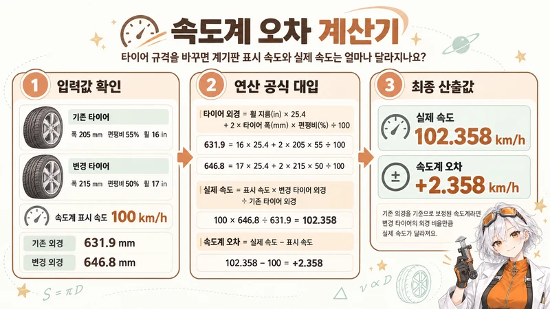 속도계 오차 계산기 계산 방법 및 공식