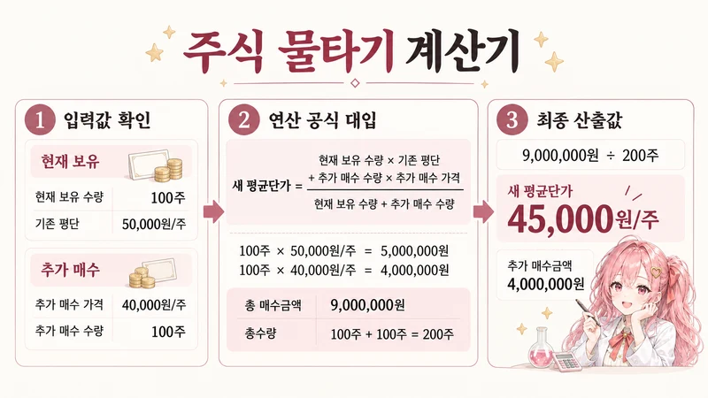 주식 물타기 계산기 계산 방법 및 공식
