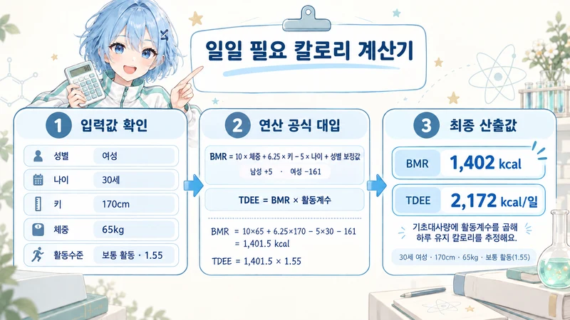 일일 필요 칼로리 계산기 계산 방법 및 공식