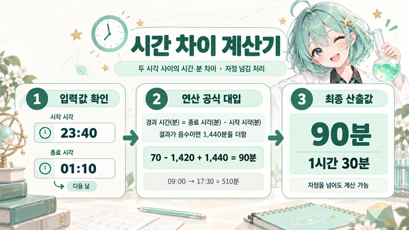 시간 차이 계산기 계산 방법 및 공식