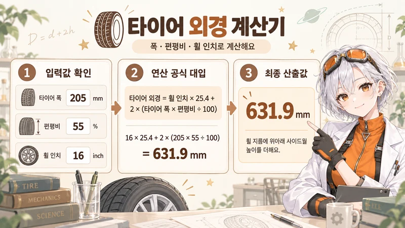 타이어 외경 계산기 계산 방법 및 공식