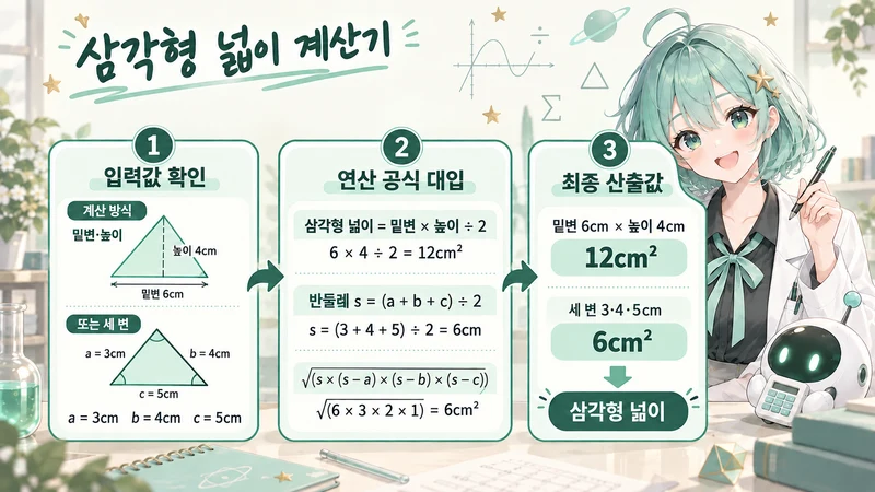 삼각형 넓이 계산기 계산 방법 및 공식