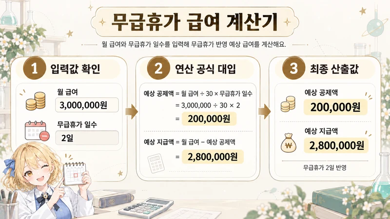 무급휴가 급여 계산기 계산 방법 및 공식