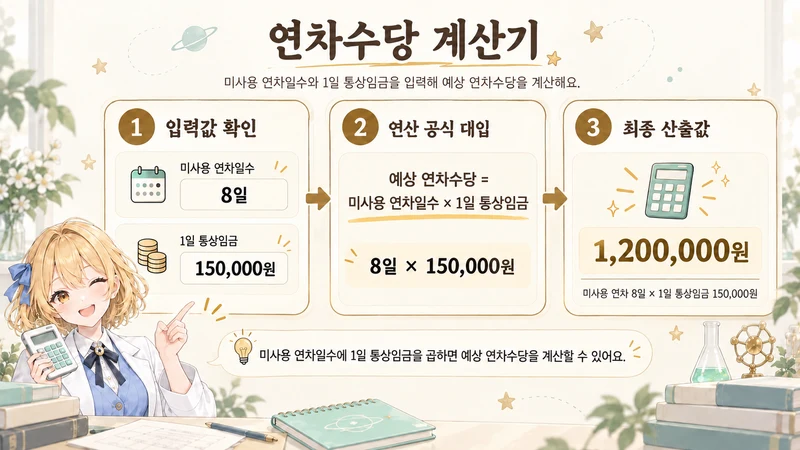 연차수당 계산기 계산 방법 및 공식