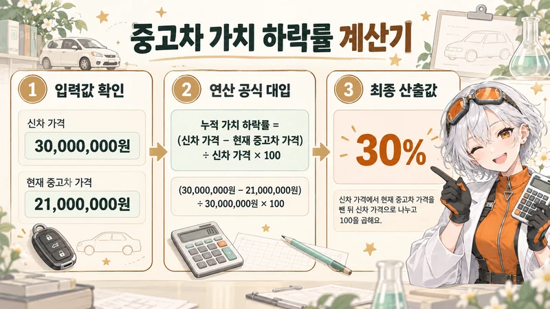 중고차 가치 하락률 계산기 계산 방법 및 공식