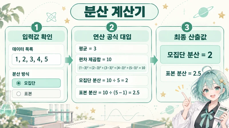 분산 계산기 계산 방법 및 공식