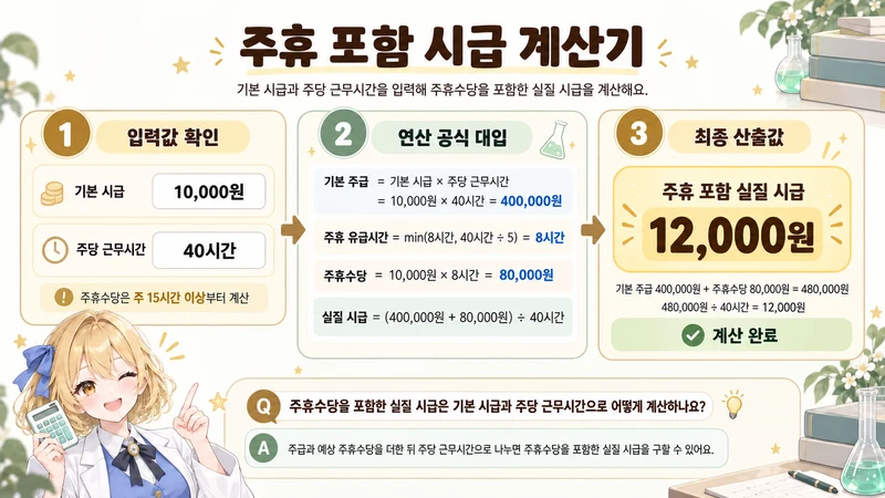 주휴 포함 시급 계산기 계산 방법 및 공식