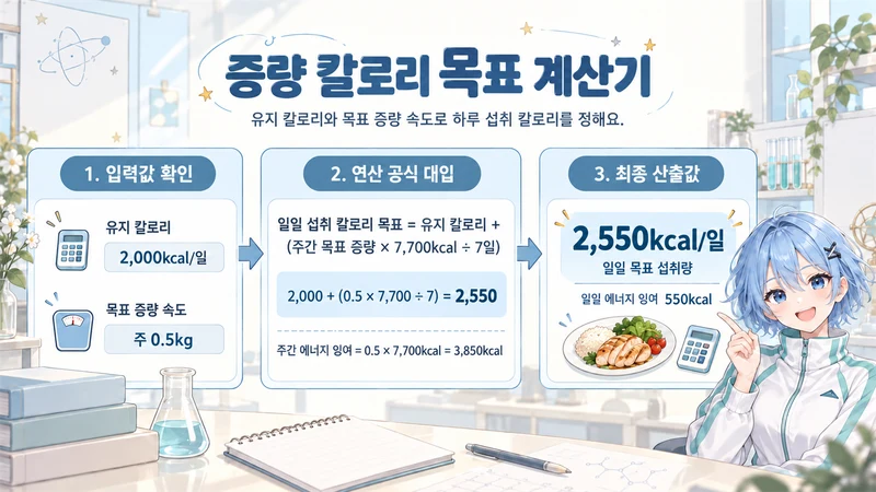 증량 칼로리 목표 계산기 계산 방법 및 공식