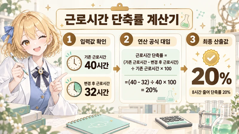 근로시간 단축률 계산기 계산 방법 및 공식
