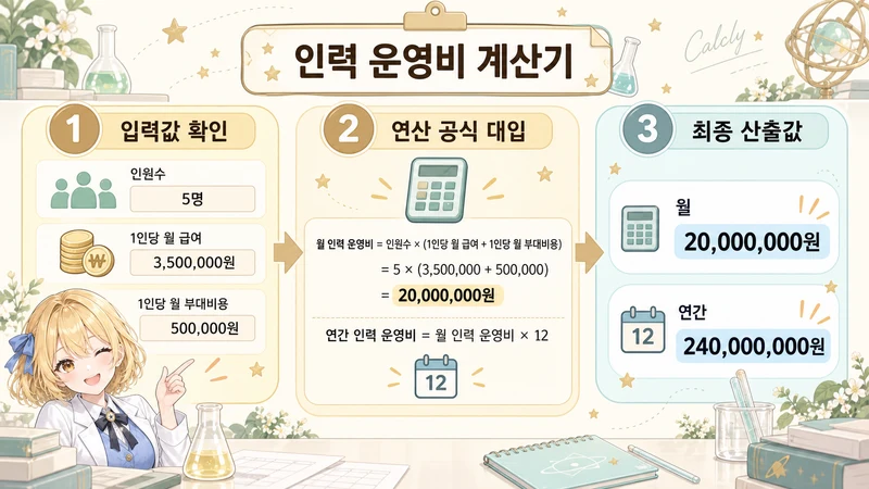 인력 운영비 계산기 계산 방법 및 공식